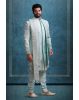 Sea-Blue And Gold Magnificent Jacket Sherwani With Dupatta